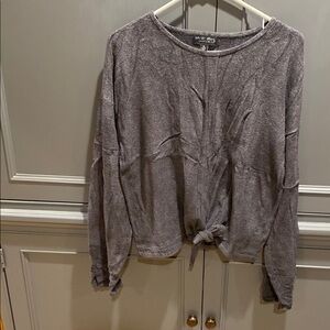 Urban Outfitters Gray Tie-Front Sweater